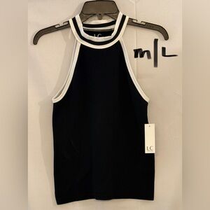 LC Lauren Conrad Black Tank Top with White Trim